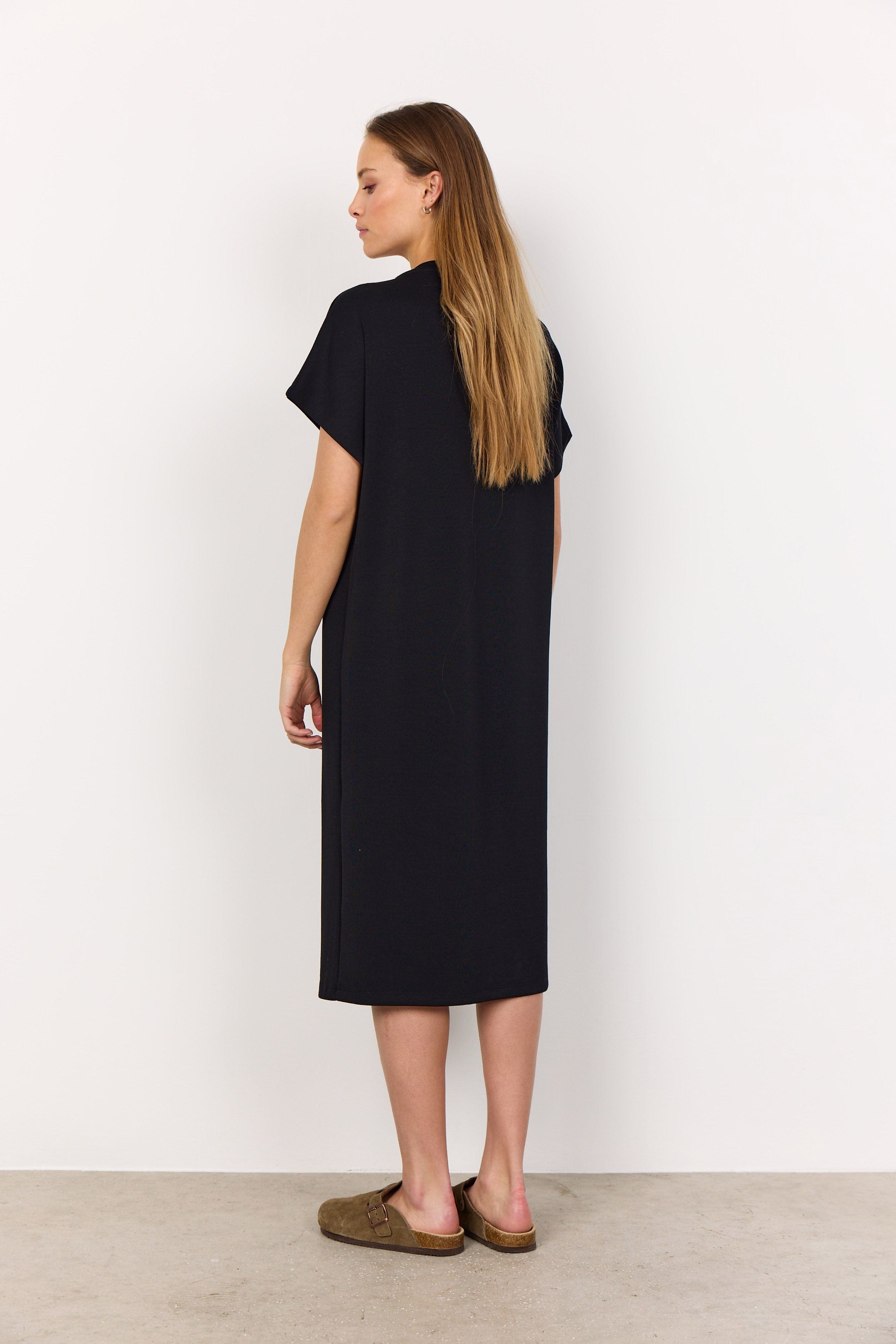 Soya Concept Banu T-Shirt Dress with Split - Black