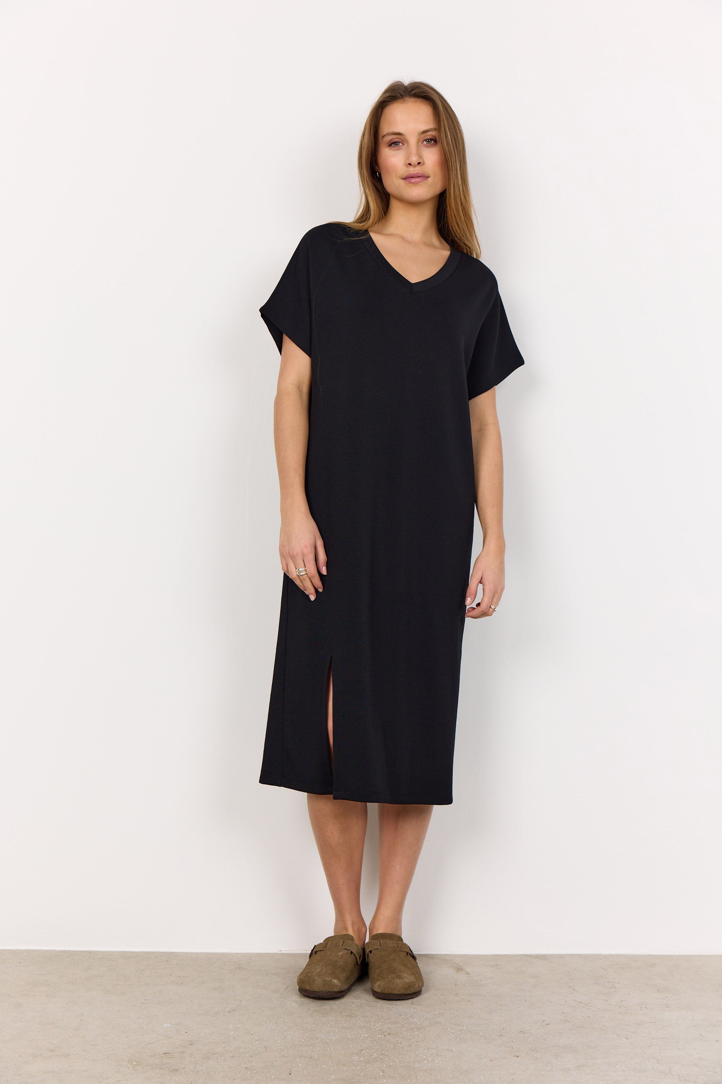 Soya Concept Banu T-Shirt Dress with Split - Black