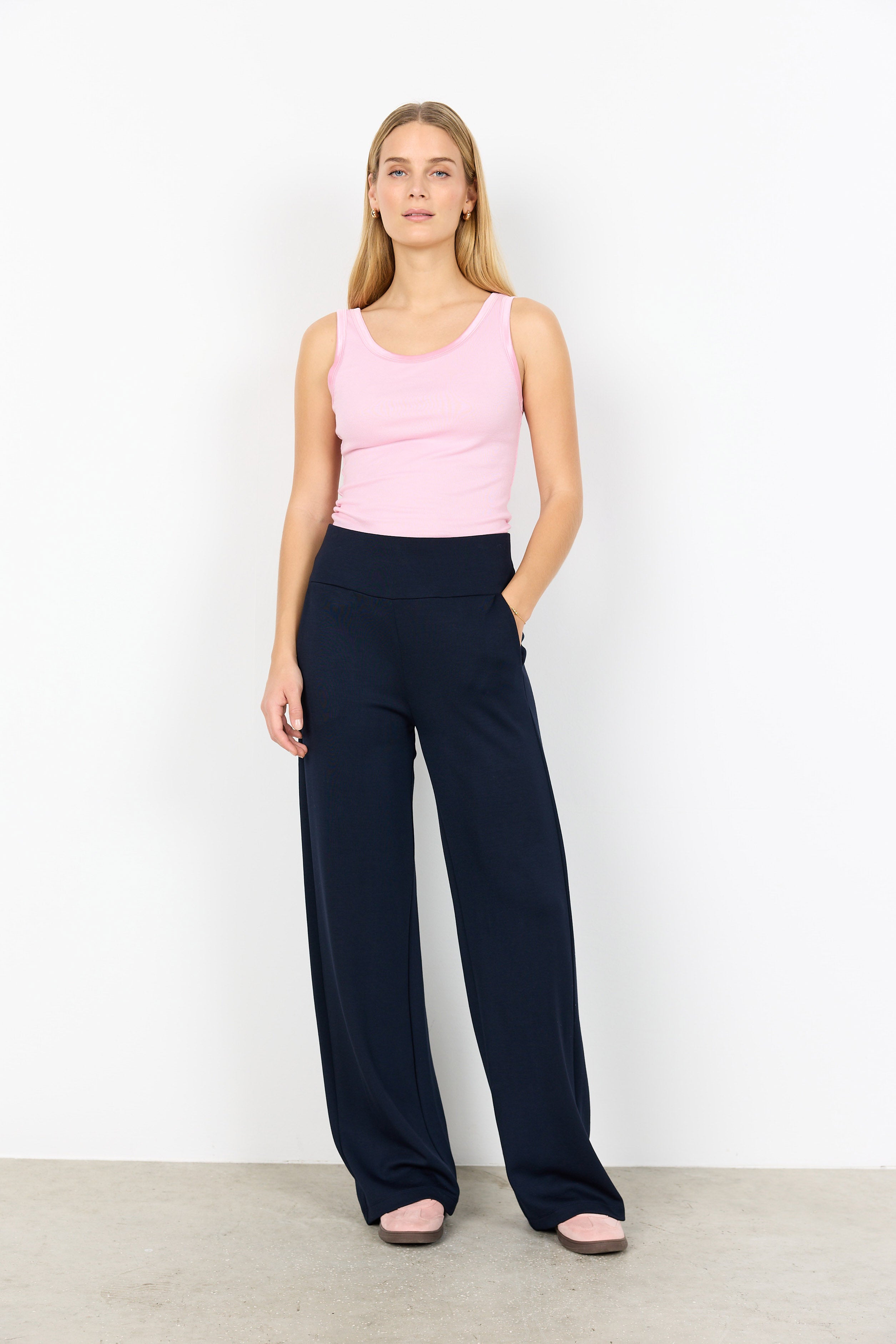 Soya Concept Banu Wide Leg Trousers - Navy