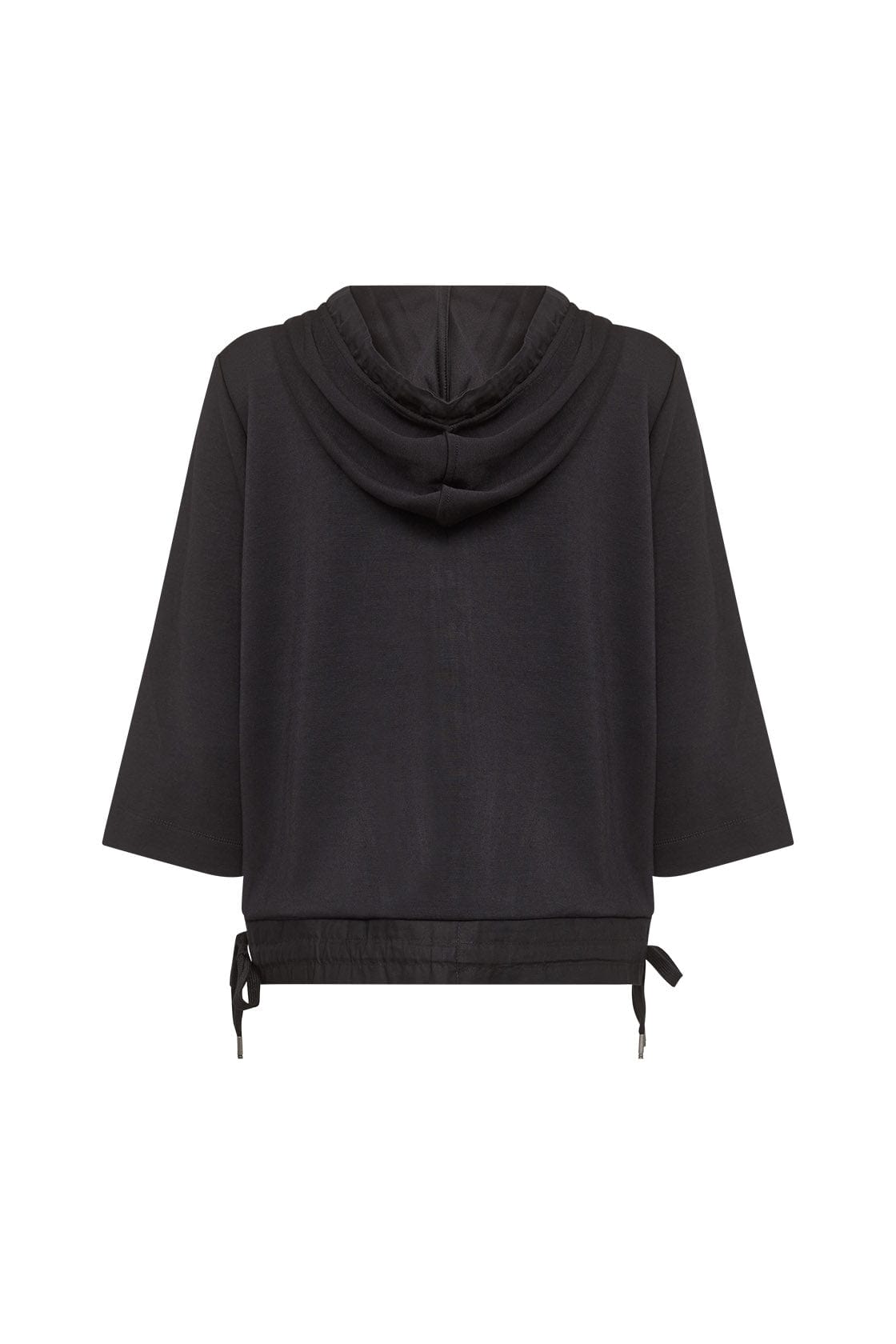 Soya Concept Banu Zip-Up Three Quarter Sleeve Hoodie- Black