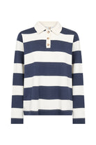 Soya Concept Barni Stripe Collared Sweatshirt - Navy Combi
