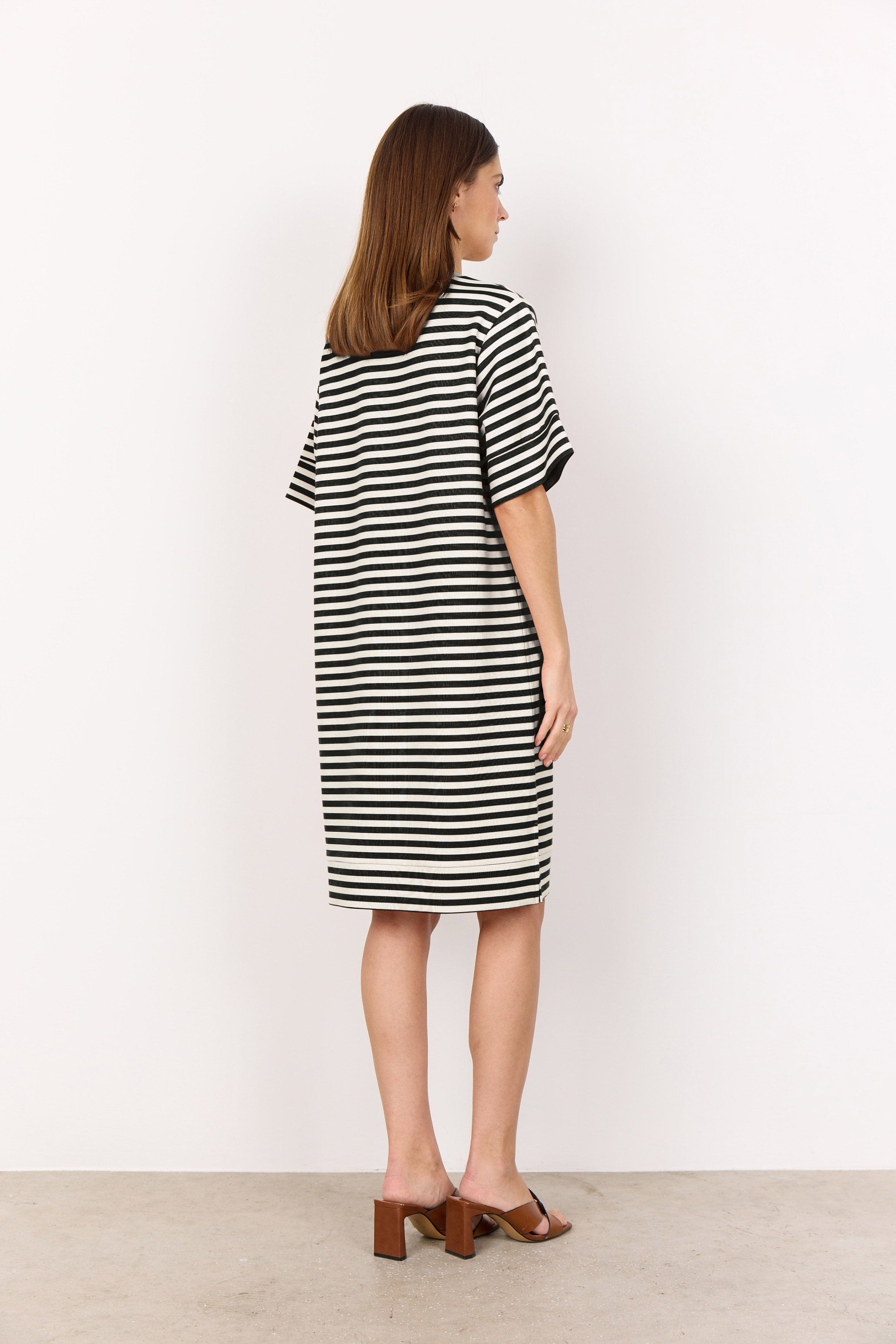 Soya Concept Barni Stripe Modal Jersey T-Shirt Dress - Black Combi