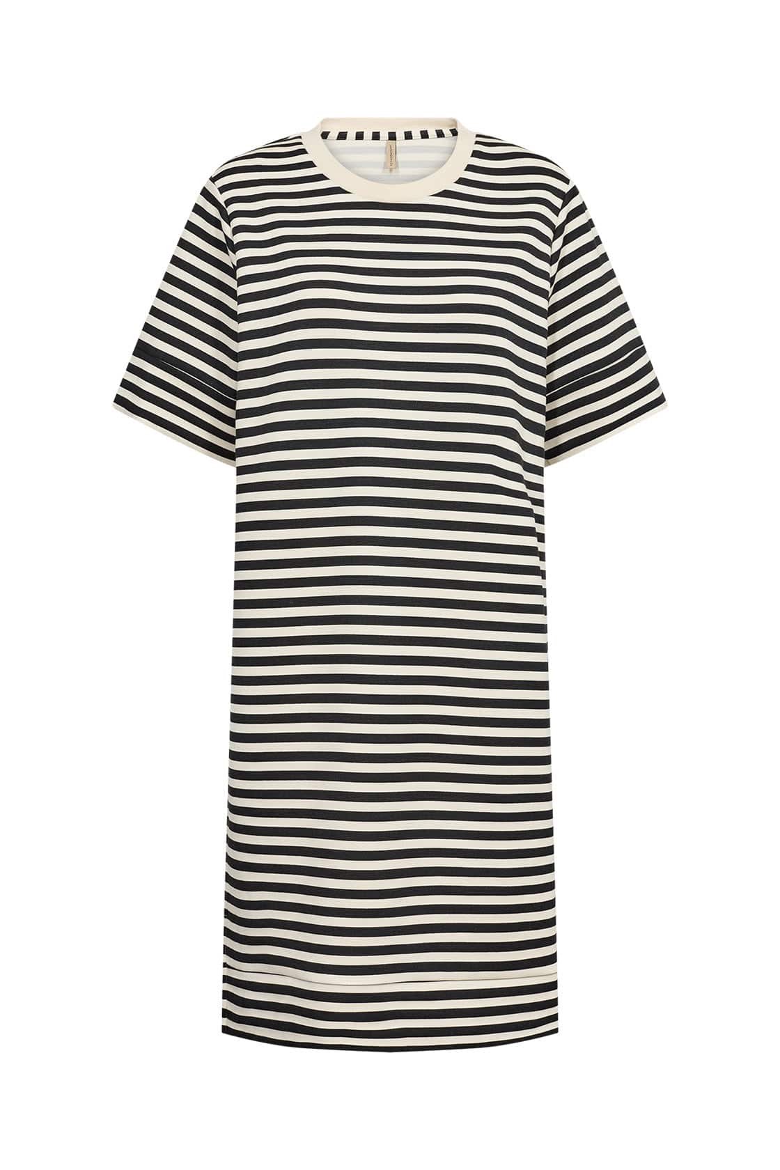 Soya Concept Barni Stripe Modal Jersey T-Shirt Dress - Black Combi