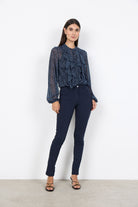 Soya Concept Bebbie Ruffle Detail Blouse - Navy Combi