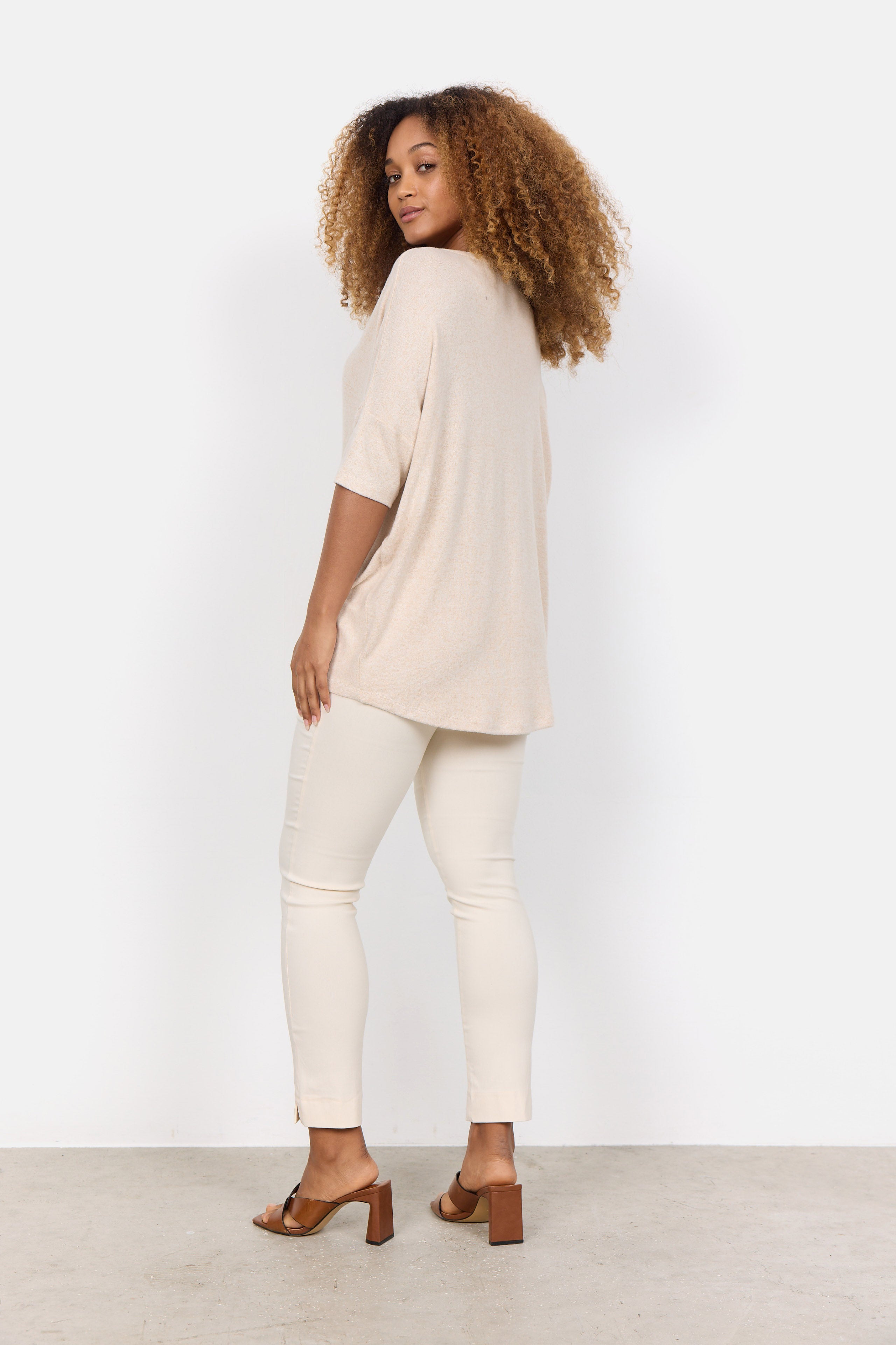 Soya Concept Biara Supersoft Half Sleeve Jumper - Cream Melange
