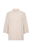 Soya Concept Biara Supersoft High Neck 3/4 Sleeve Jumper - Cream Melange