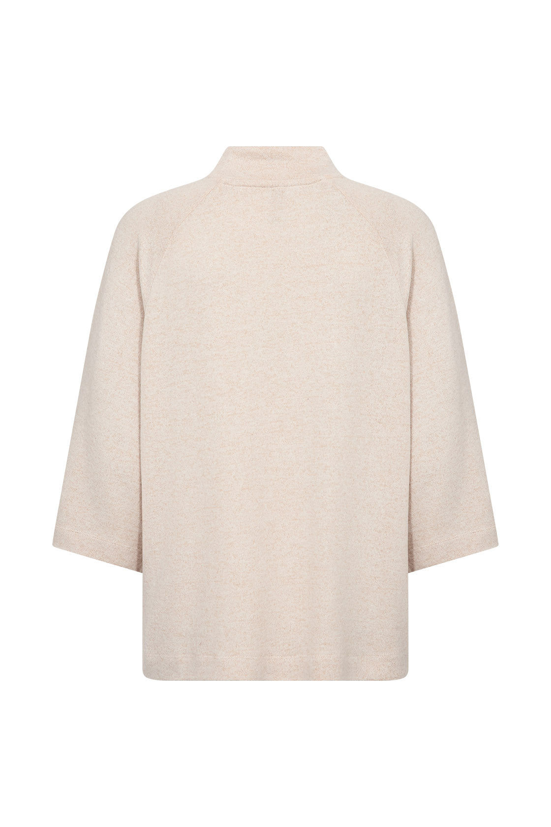 Soya Concept Biara Supersoft High Neck 3/4 Sleeve Jumper - Cream Melange