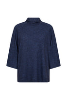 Soya Concept Biara Supersoft High Neck 3/4 Sleeve Jumper - Navy Melange