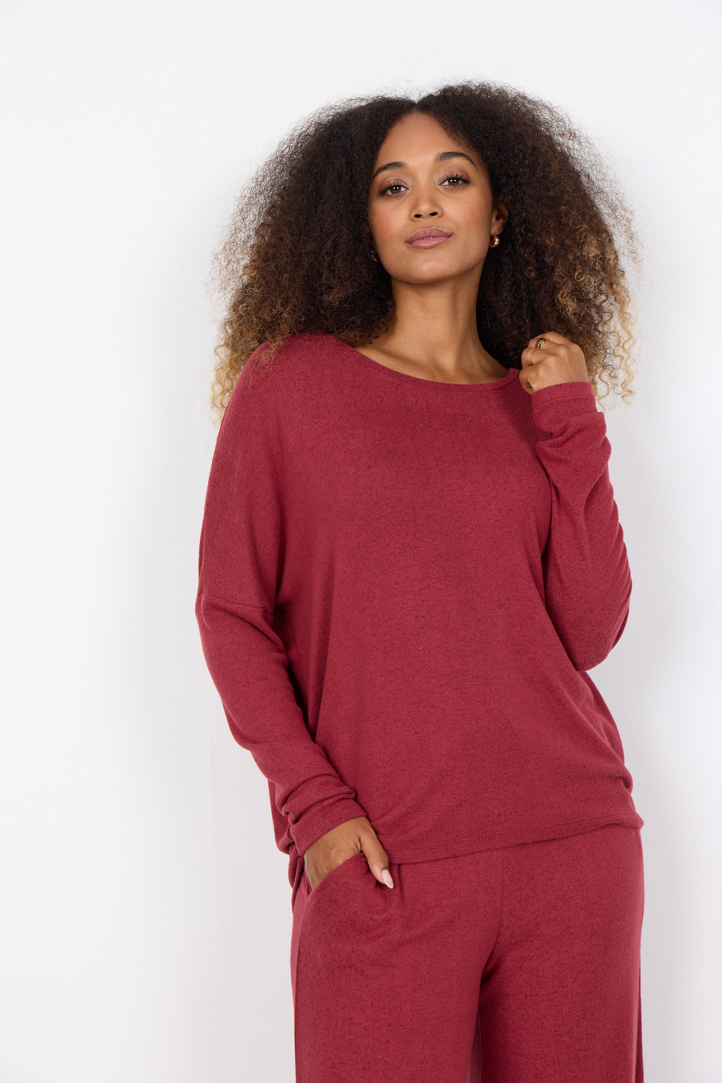 Soya Concept Biara Supersoft Jumper - Dark Red Melange