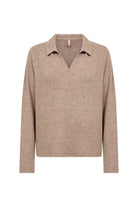 Soya Concept Biara Supersoft Open Collar Top - Camel Melange