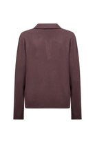 Soya Concept Biara Supersoft Open Collar Top - Chocolate Plum Melange