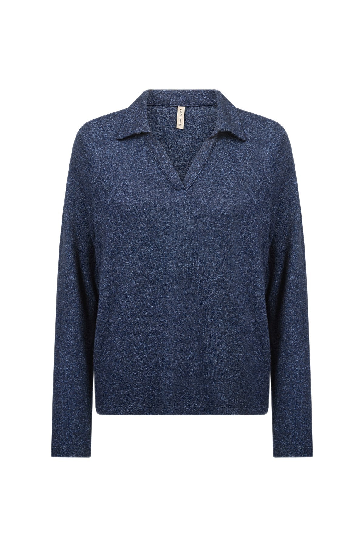 Soya Concept Biara Supersoft Open Collar Top - Navy Melange
