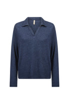 Soya Concept Biara Supersoft Open Collar Top - Navy Melange