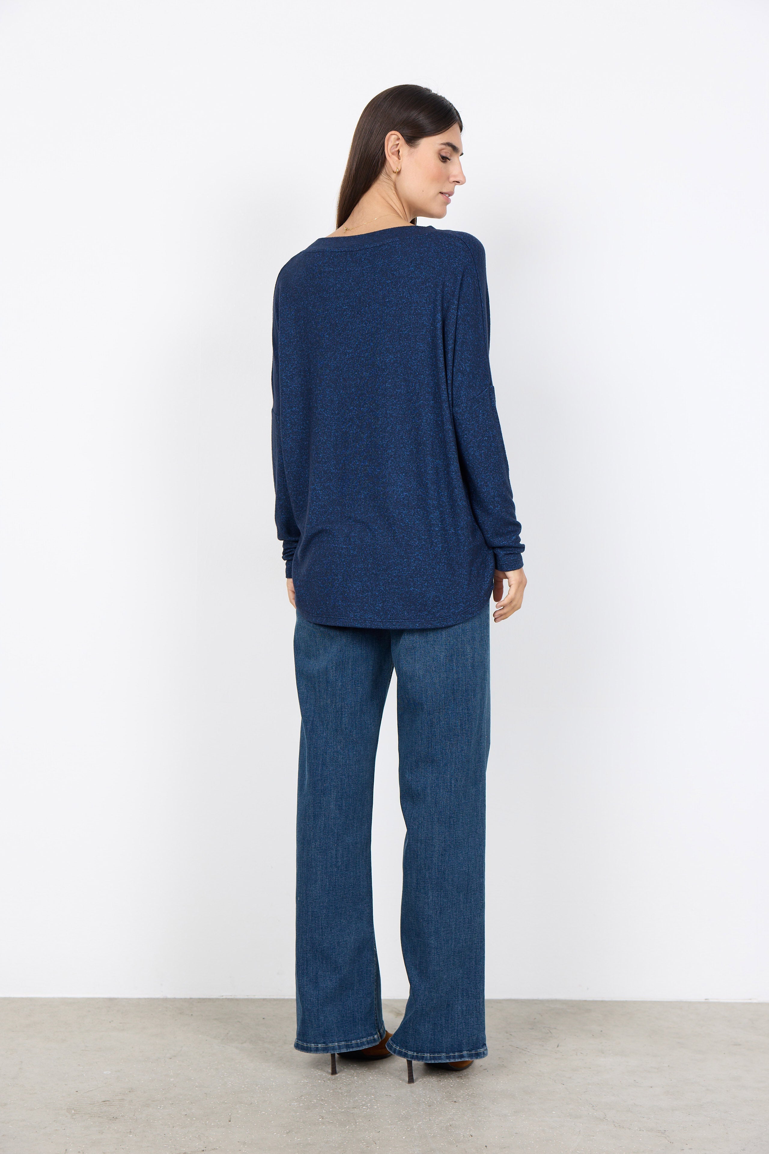 Soya Concept Biara Supersoft V-Neck Jumper - Navy Melange