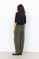 Soya Concept Bindi Cord Barrel-Leg Trousers - Forest Night