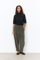 Soya Concept Bindi Cord Barrel-Leg Trousers - Forest Night