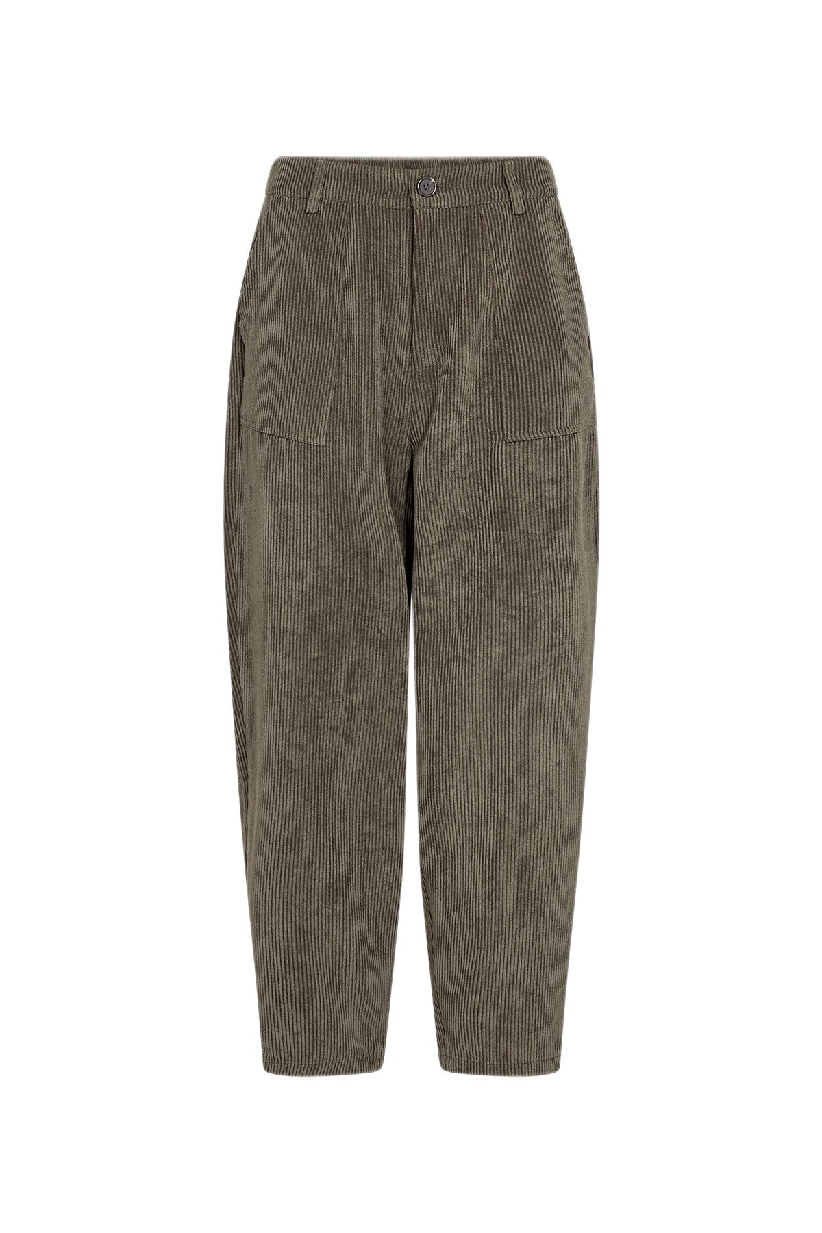 Soya Concept Bindi Cord Barrel-Leg Trousers - Forest Night