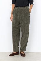 Soya Concept Bindi Cord Barrel-Leg Trousers - Forest Night