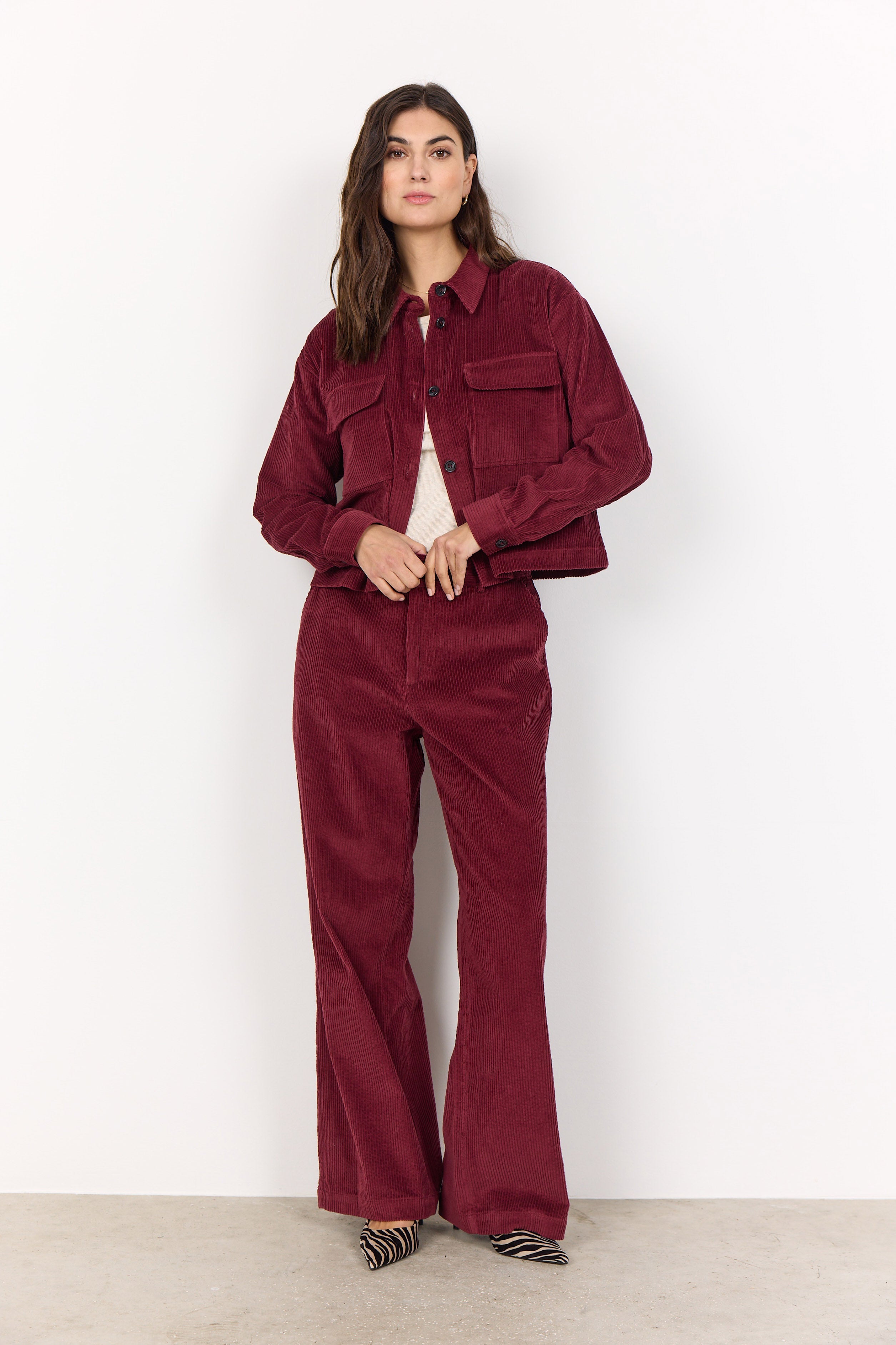 Soya Concept Bindi Corduroy Jackets - Dark Red