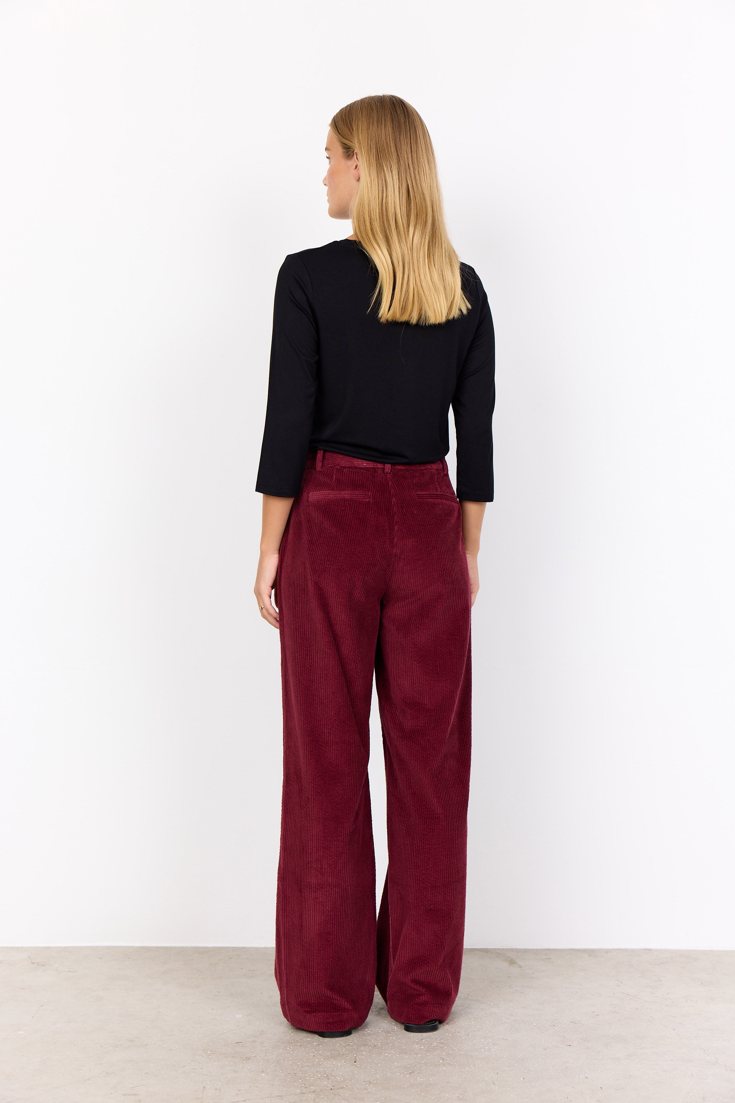 Soya Concept Bindi Corduroy Wide Leg Trousers - Dark Red