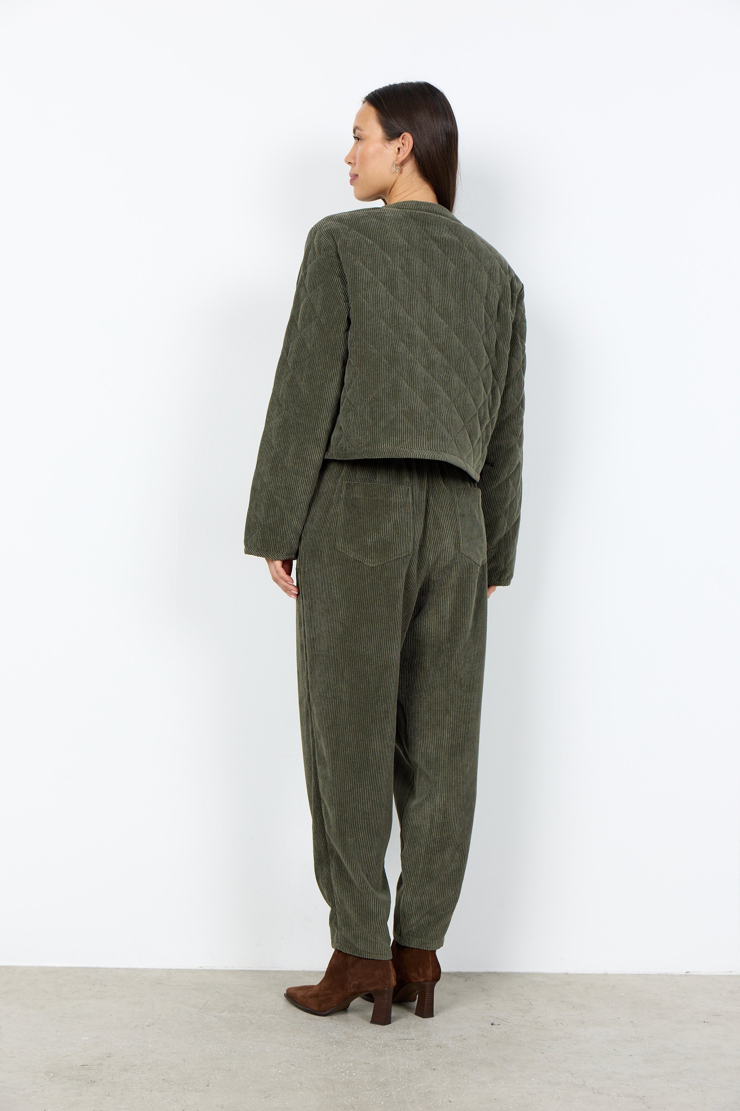 Soya Concept Bindi Quilted Cord Jacket - Forest Night