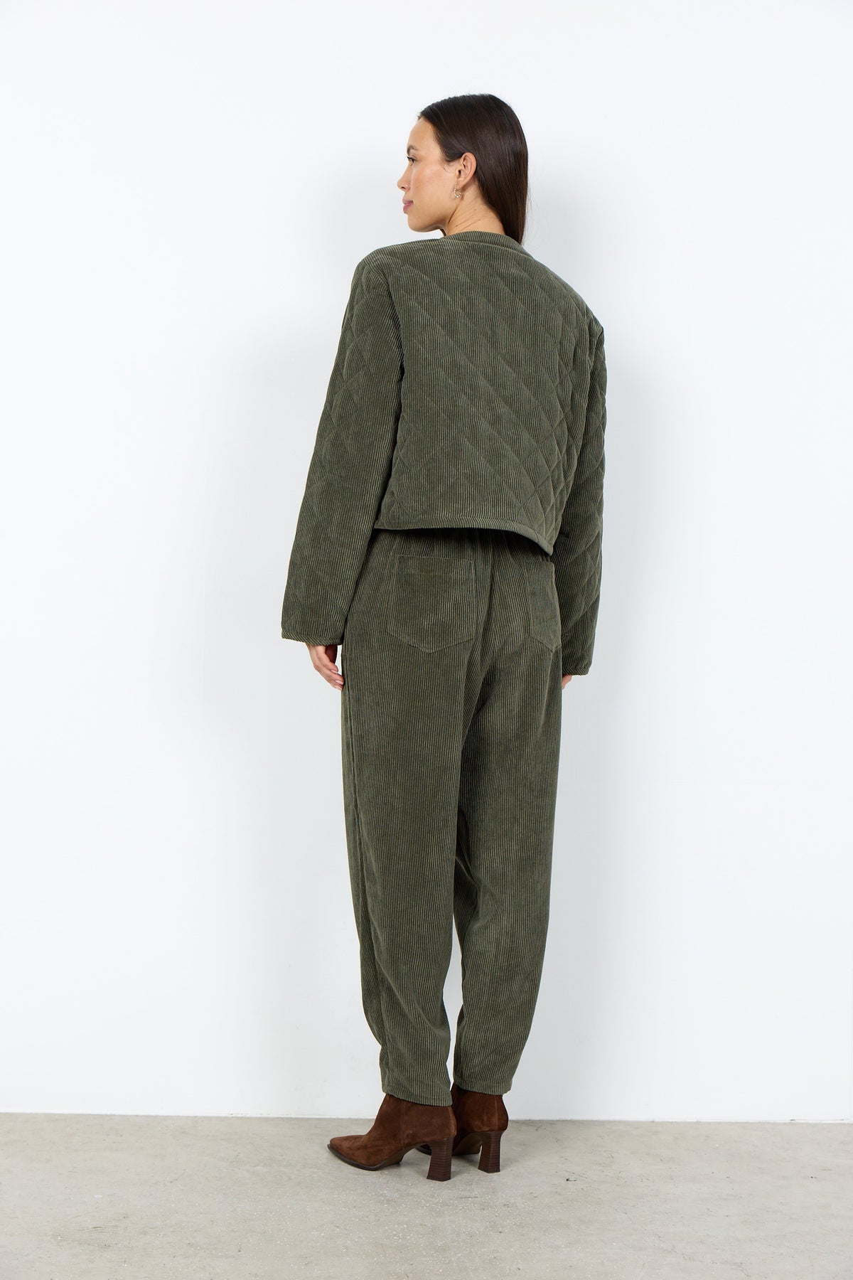Soya Concept Bindi Quilted Cord Jacket - Forest Night