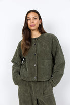 Soya Concept Bindi Quilted Cord Jacket - Forest Night