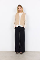 Soya Concept Bindi Sherpa Lined Cord Waistcoat - Sand