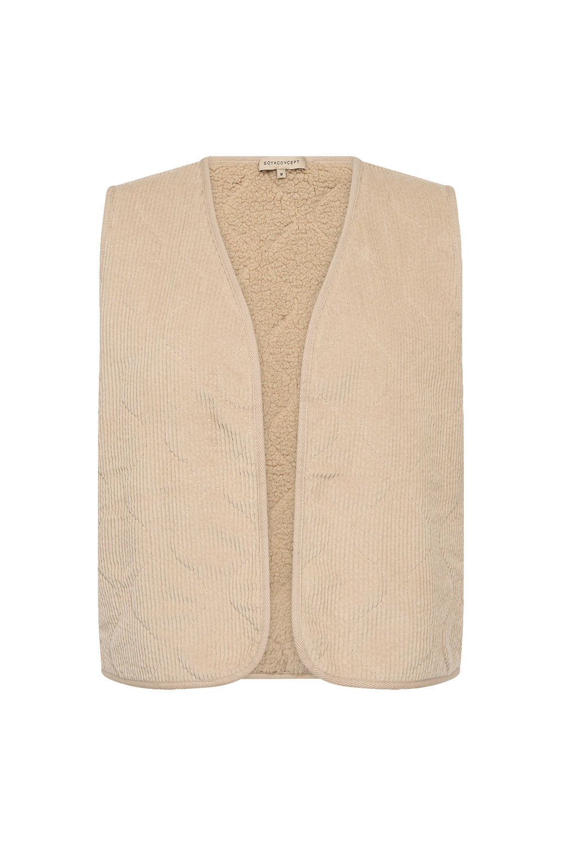 Soya Concept Bindi Sherpa Lined Cord Waistcoat - Sand