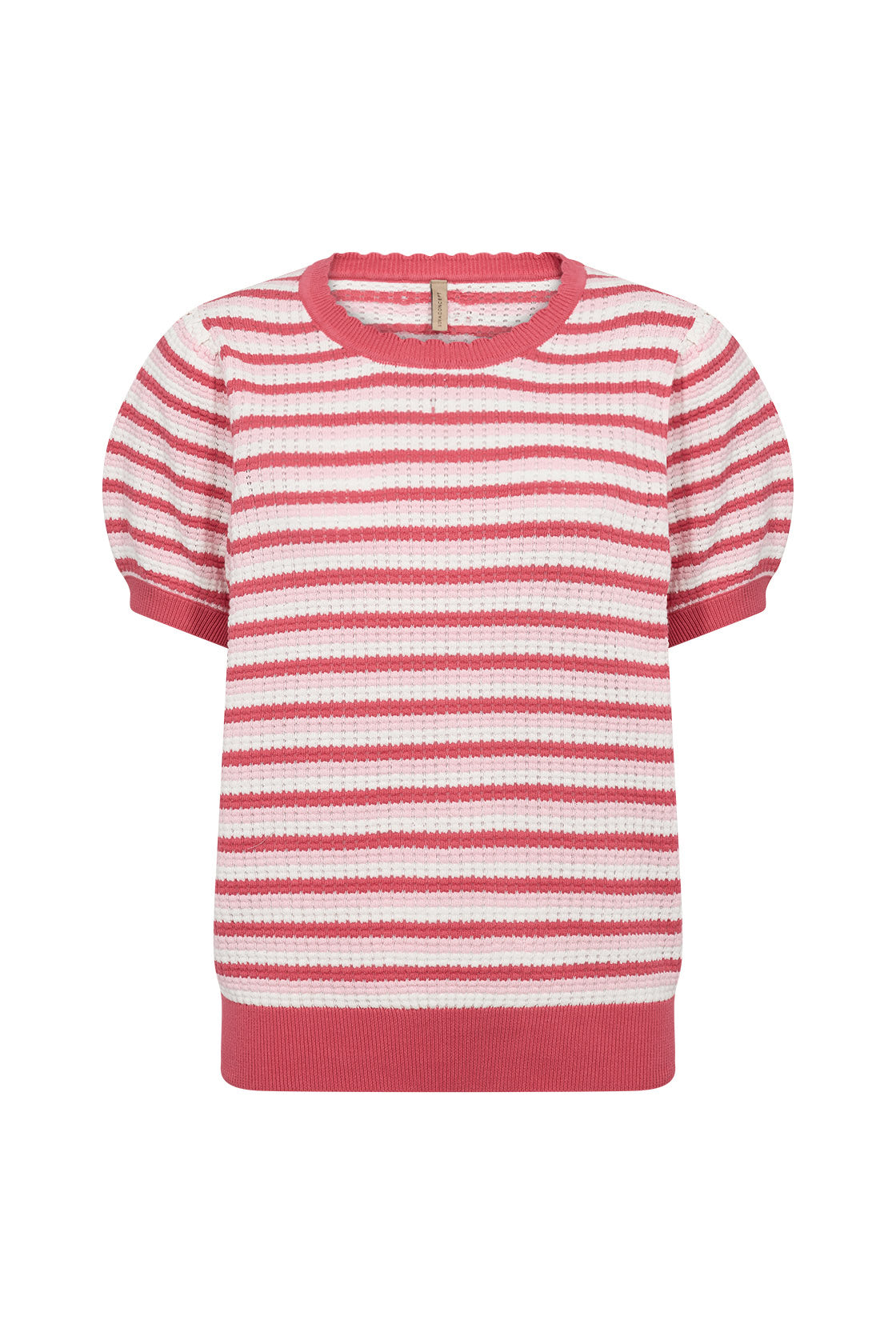 Soya Concept Camila Knitted Cotton T-Shirt - Rapture Rose Combi