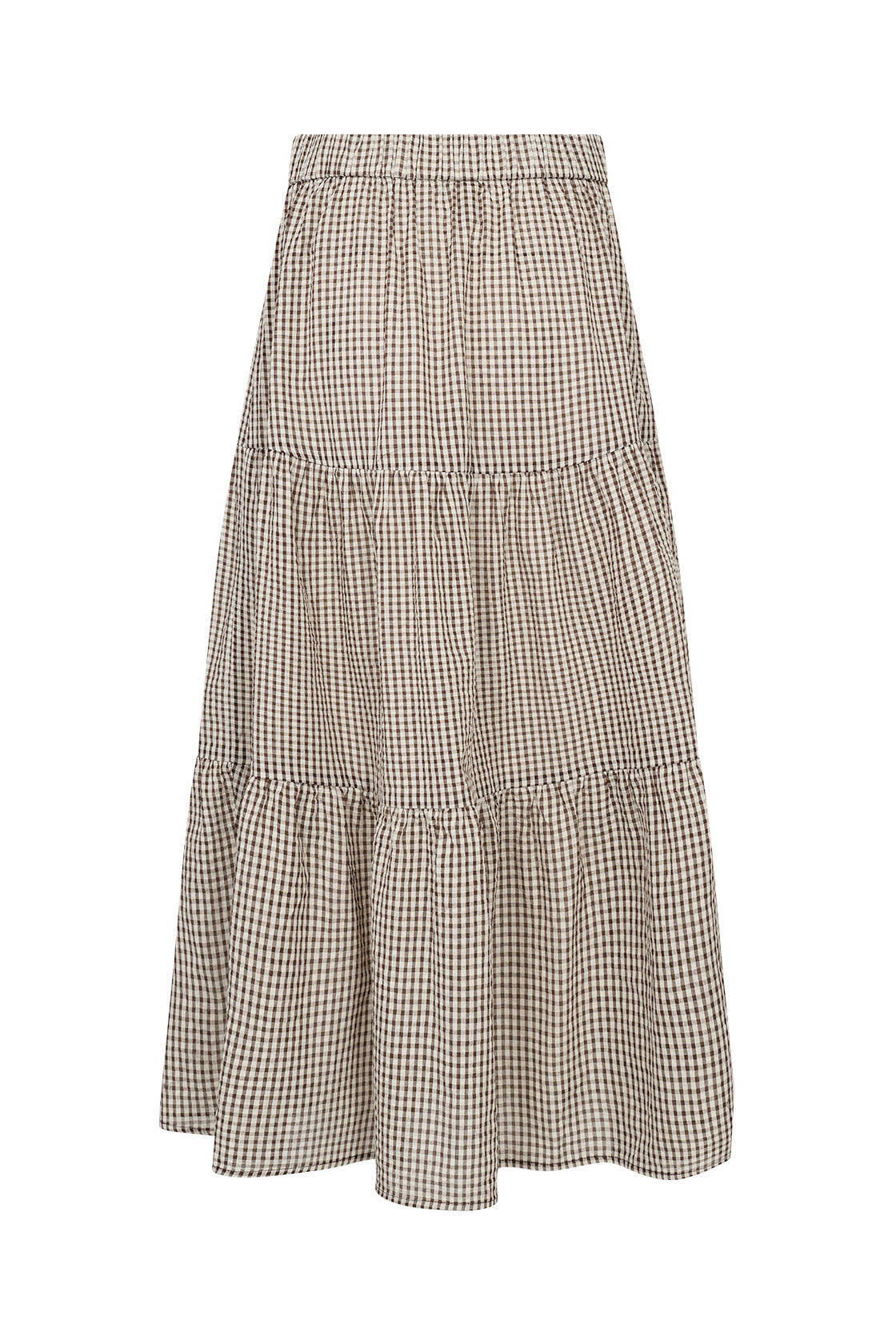 Soya Concept Canelita Gingham Maxi Skirt - Rocky Road Combi