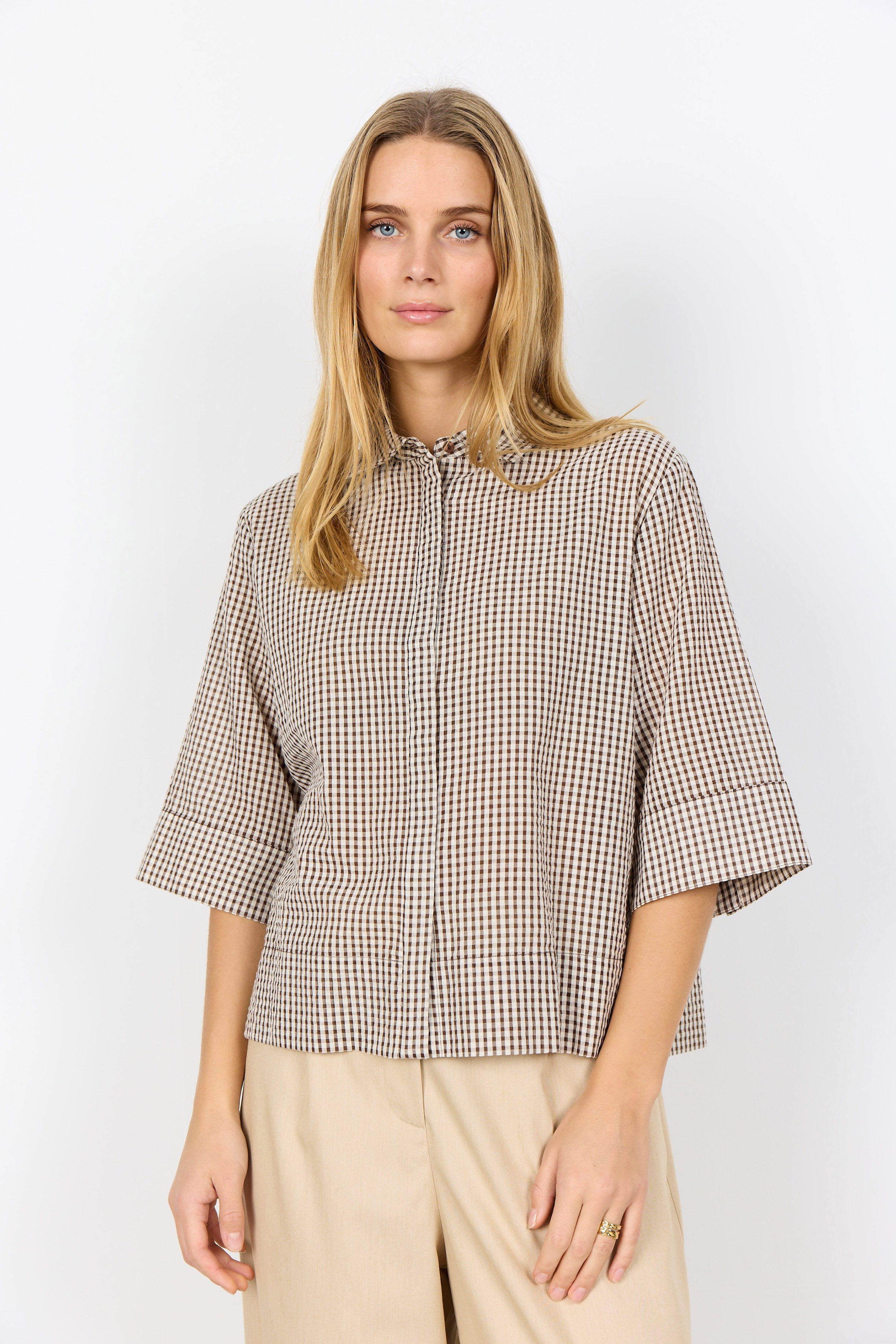 Soya Concept Canelita Gingham Shirt - Rocky Road Combi