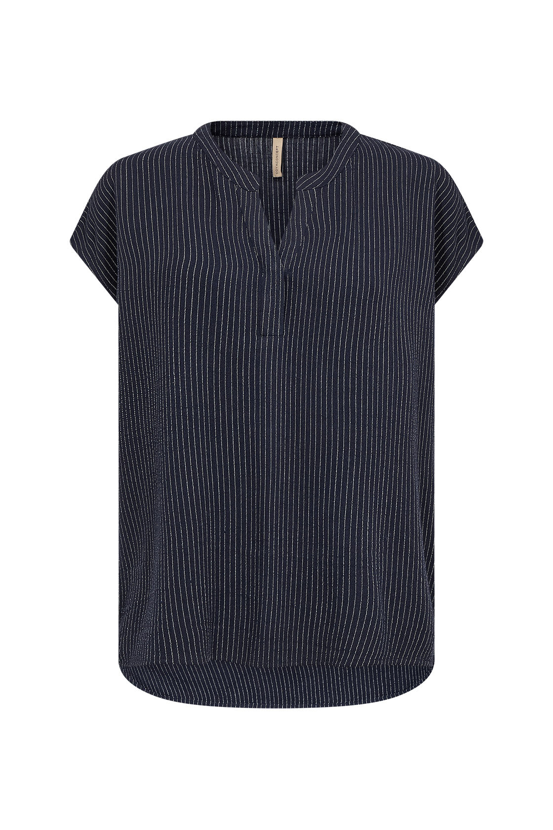 Soya Concept Cannie Striped Short Sleeve Blouse- Navy Combi