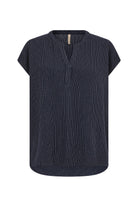 Soya Concept Cannie Striped Short Sleeve Blouse- Navy Combi