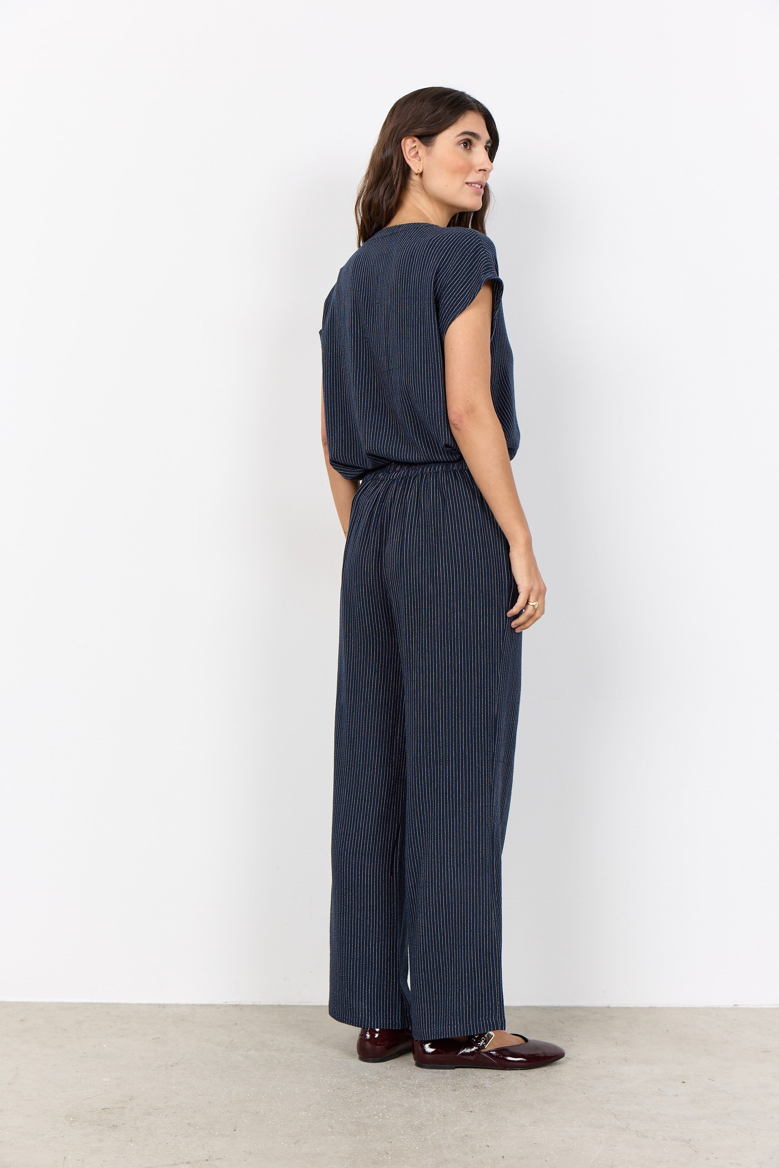 Soya Concept Cannie Stripped Elasticated Trousers - Navy Combi