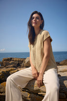 Soya Concept Carynn Textured Short Sleeve Knit - Sand