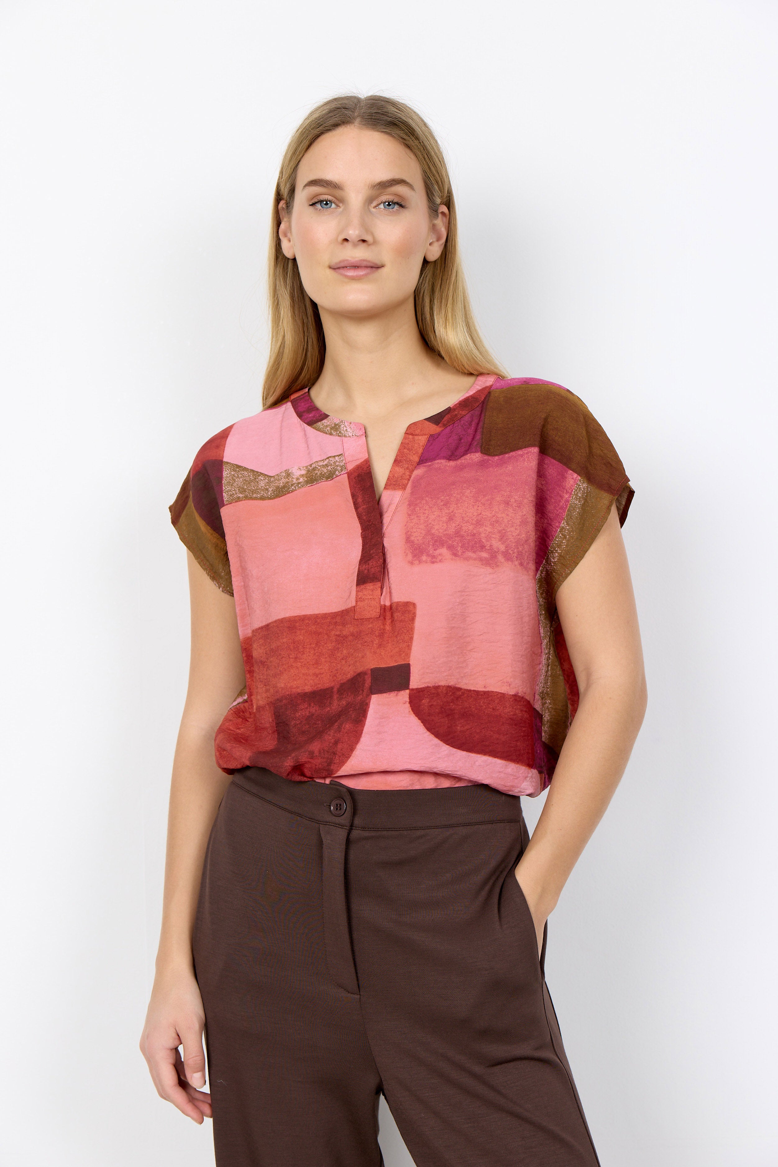Soya Concept Catania Printed Blouse - Rapture Rose Combi
