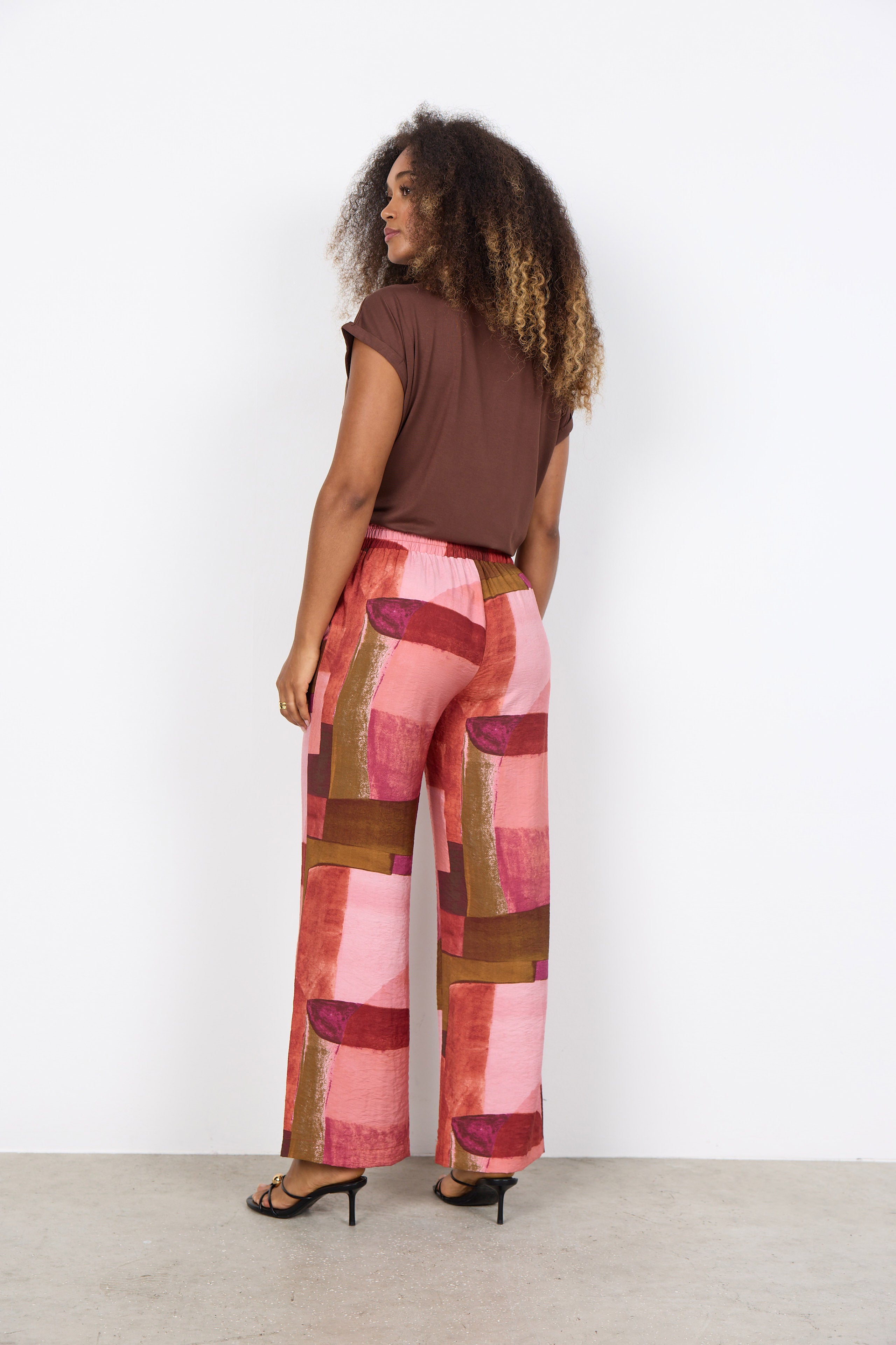 Soya Concept Catania Printed Wide Leg Trousers - Rapture Rose Combi
