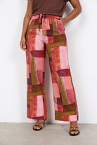 Soya Concept Catania Printed Wide Leg Trousers - Rapture Rose Combi