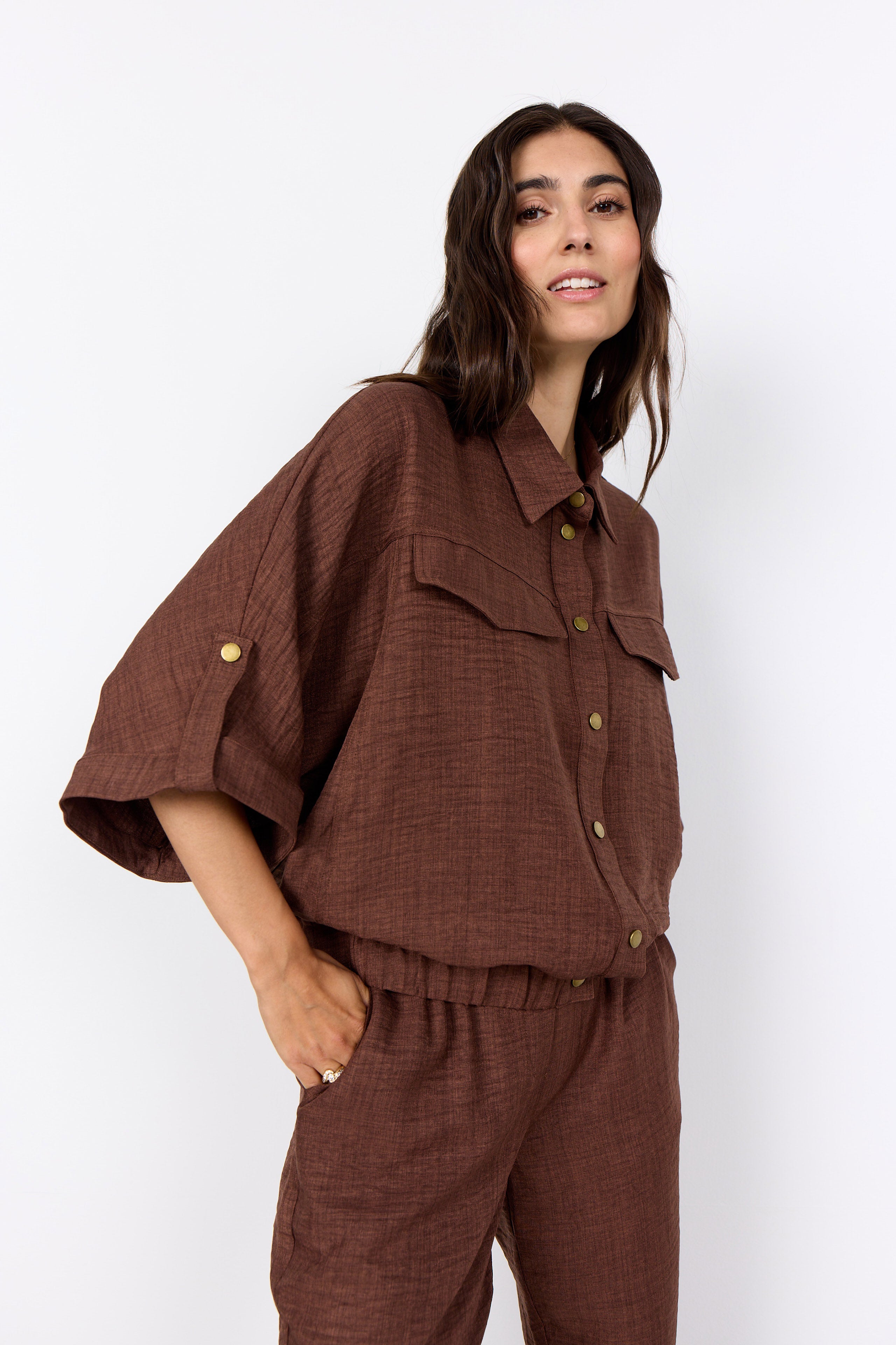 Soya Concept Charissa 3/4 Sleeve Shirt - Rocky Road