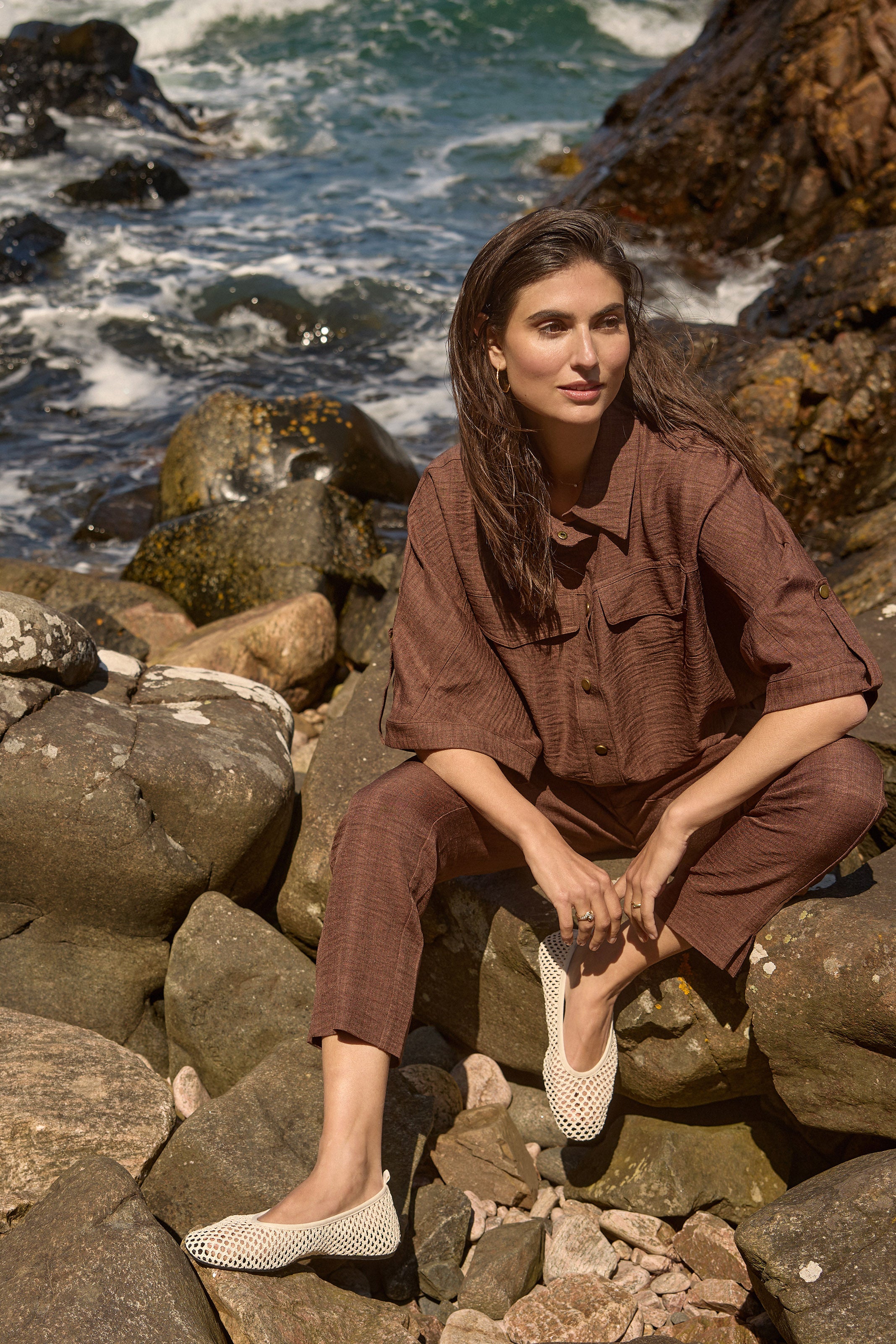 Soya Concept Charissa 3/4 Sleeve Shirt - Rocky Road