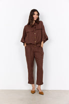 Soya Concept Charissa Cropped Stretch Waist Trousers - Rocky Road
