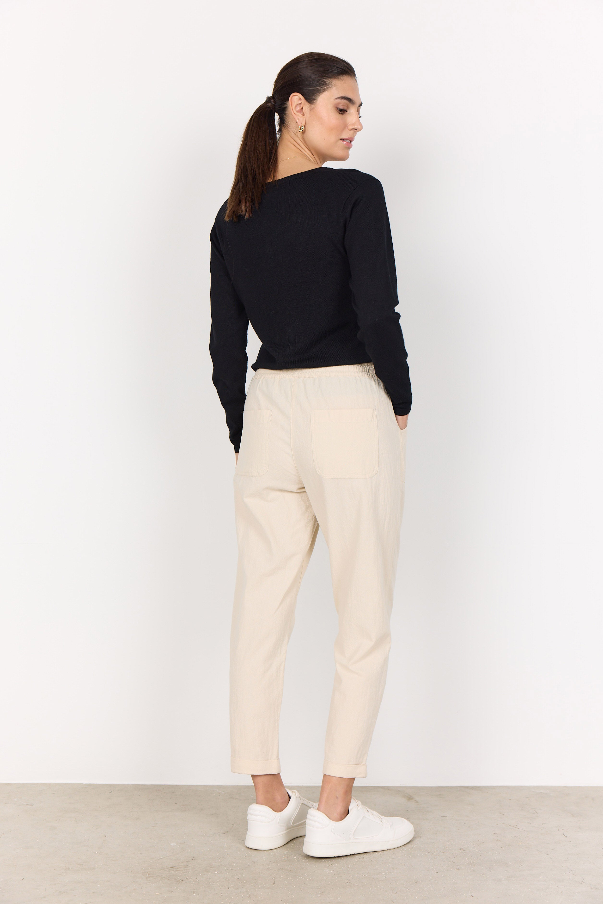 Soya Concept Cissie Cotton Cropped Trousers - Sand