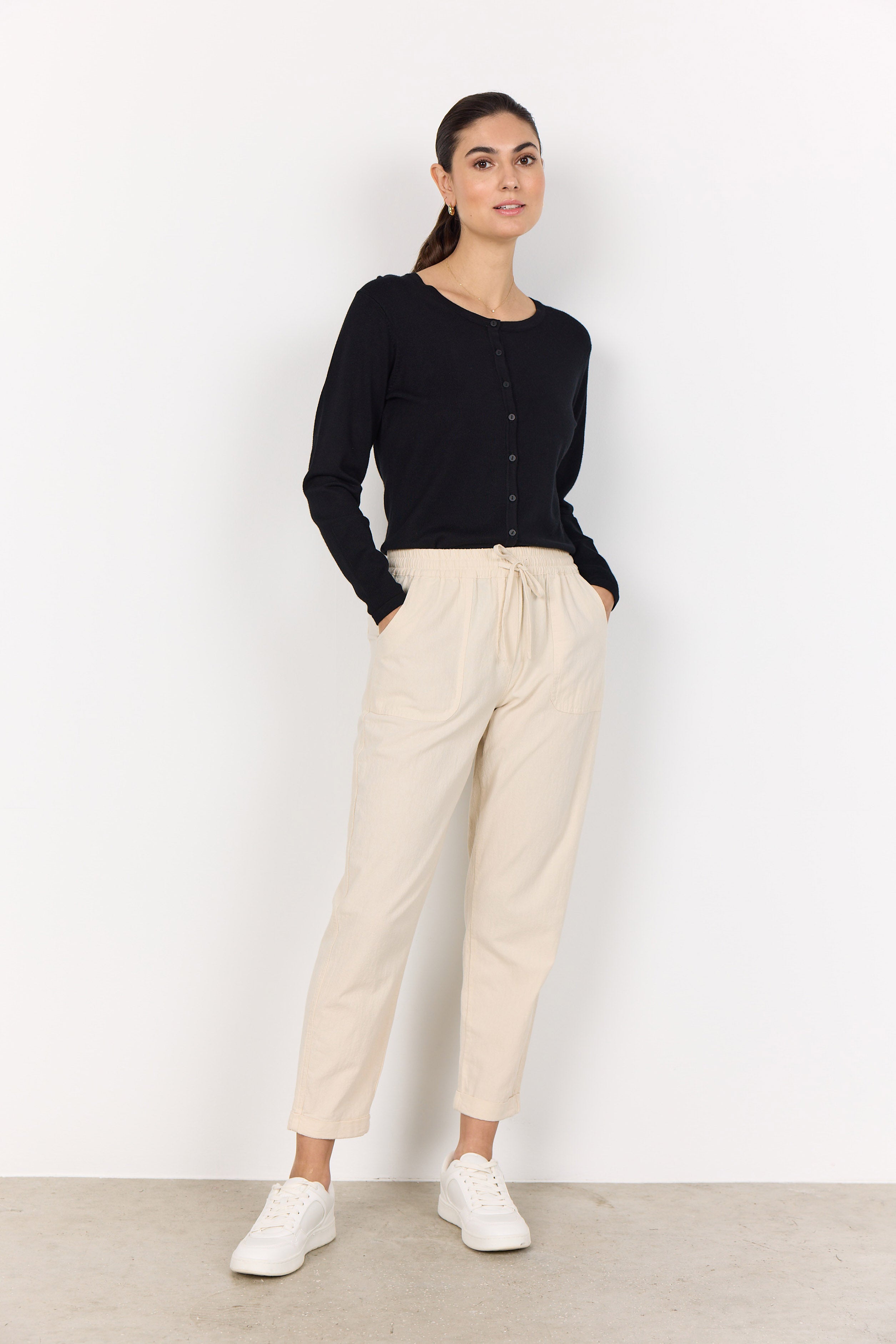Soya Concept Cissie Cotton Cropped Trousers - Sand