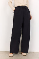 Soya Concept Cissie Cotton Wide Leg Trousers - Navy