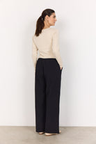 Soya Concept Cissie Cotton Wide Leg Trousers - Navy