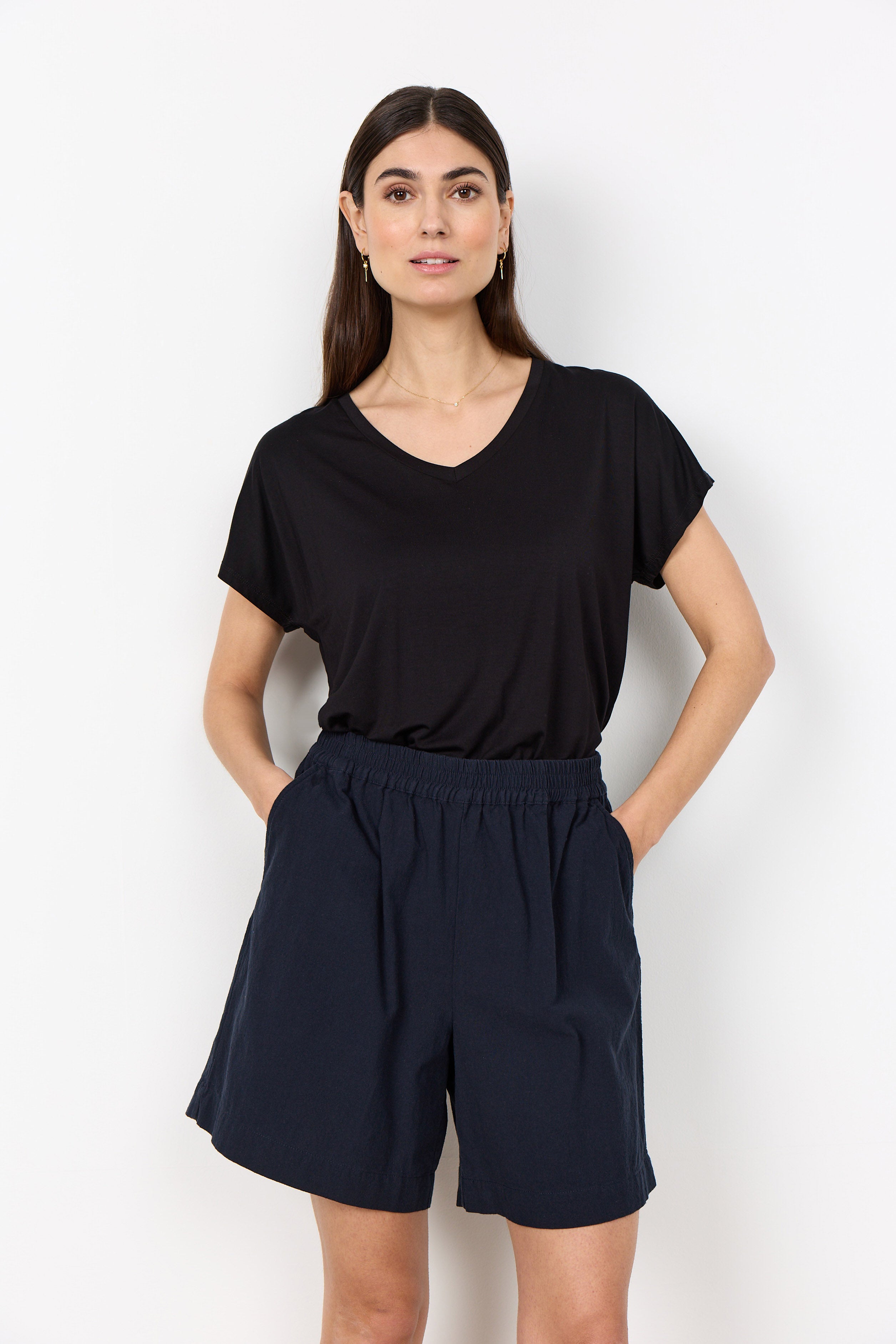 Soya Concept Cissie Elasticated Waist Shorts - Navy