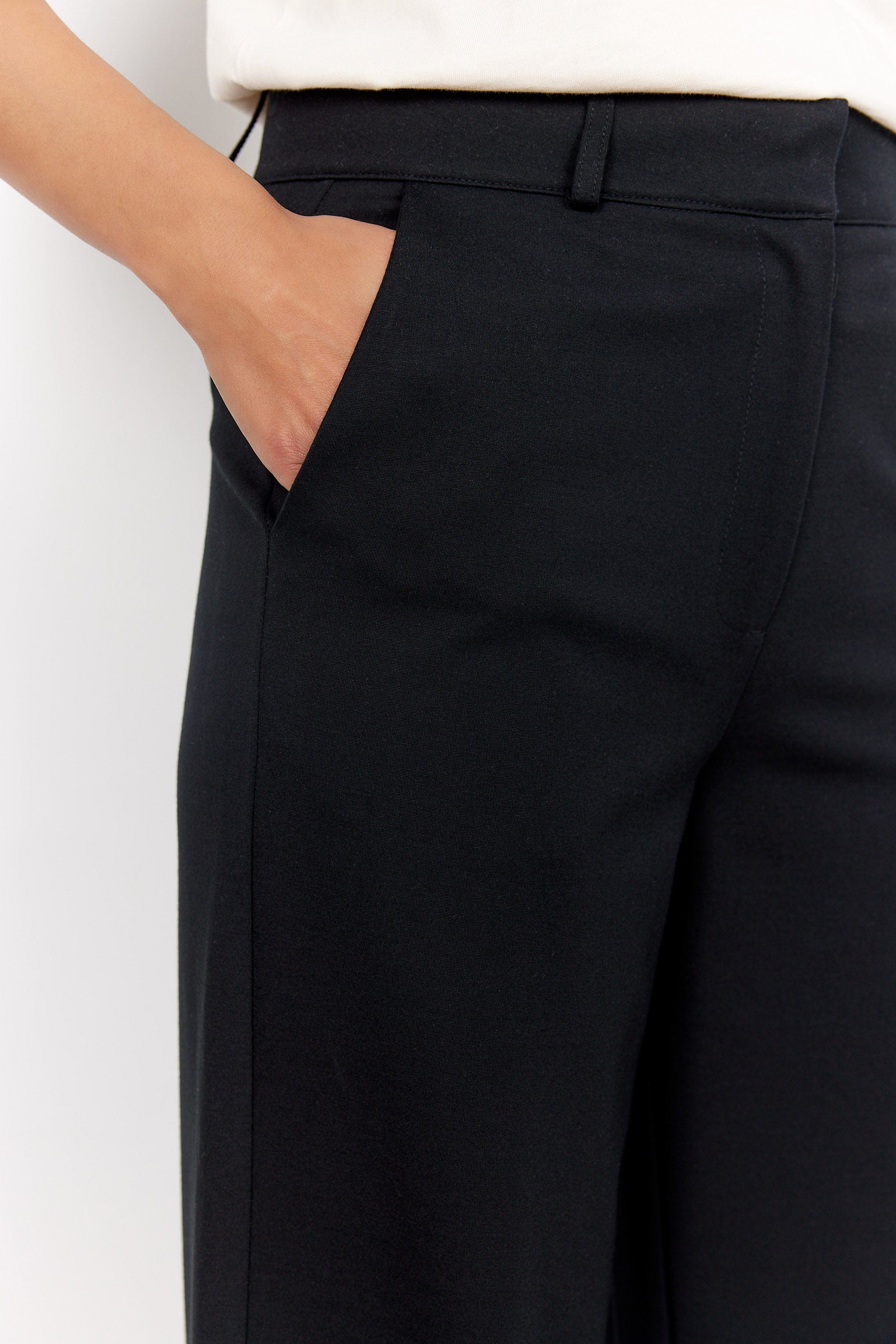 Soya Concept Daniela Jersey Wide Leg Trousers - Black