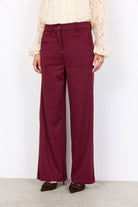 Soya Concept Daniela Jersey Wide Leg Trousers - Dark Red
