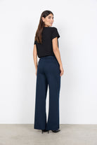 Soya Concept Daniele Jersey Wide Leg Trousers - Navy